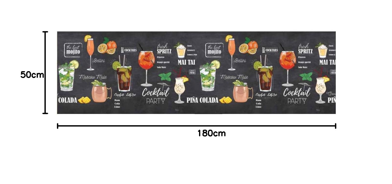 BIANCHERIAWEB Tappeto Passatoia Cucina Antiscivolo Stampa Digitale Sprinty Dis. Pub 50x180 Pub