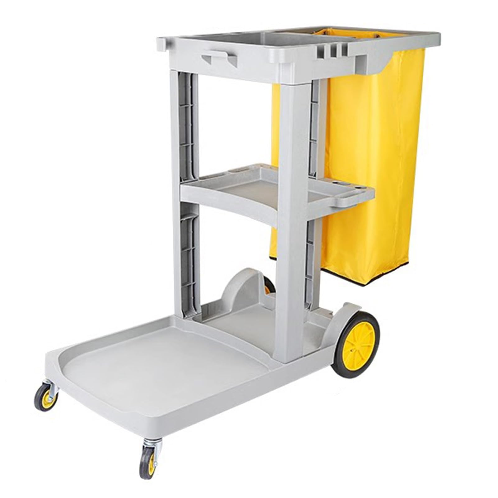 Reinigungswagen Stand Steady 3-Regal-Universal-Schiebewagen, Reinigungswagen mit Rädern, Max. Belastung 330 Pfund, abnehmbar(Gray-)