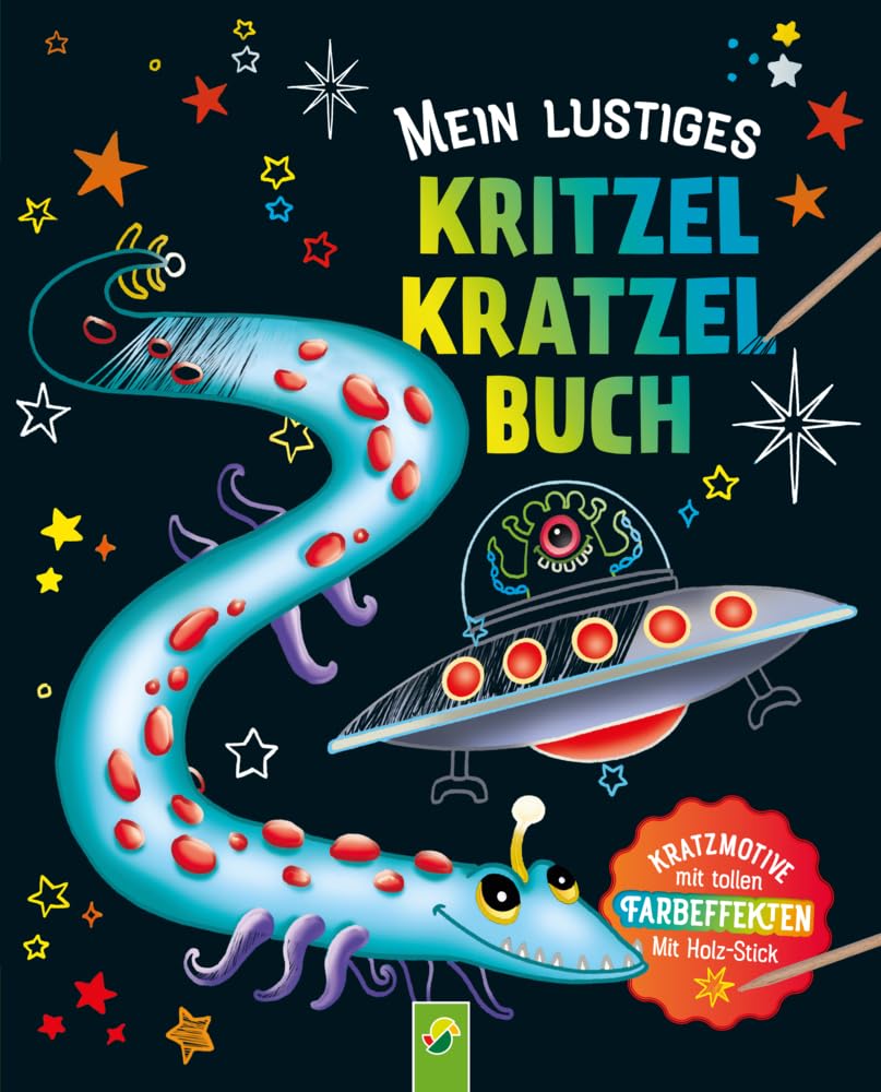 Mein lustiges Kritzel-Kratzel-Buch: Kratzmotive mit tollen Farbeffekten - Mit Bambus-Stick