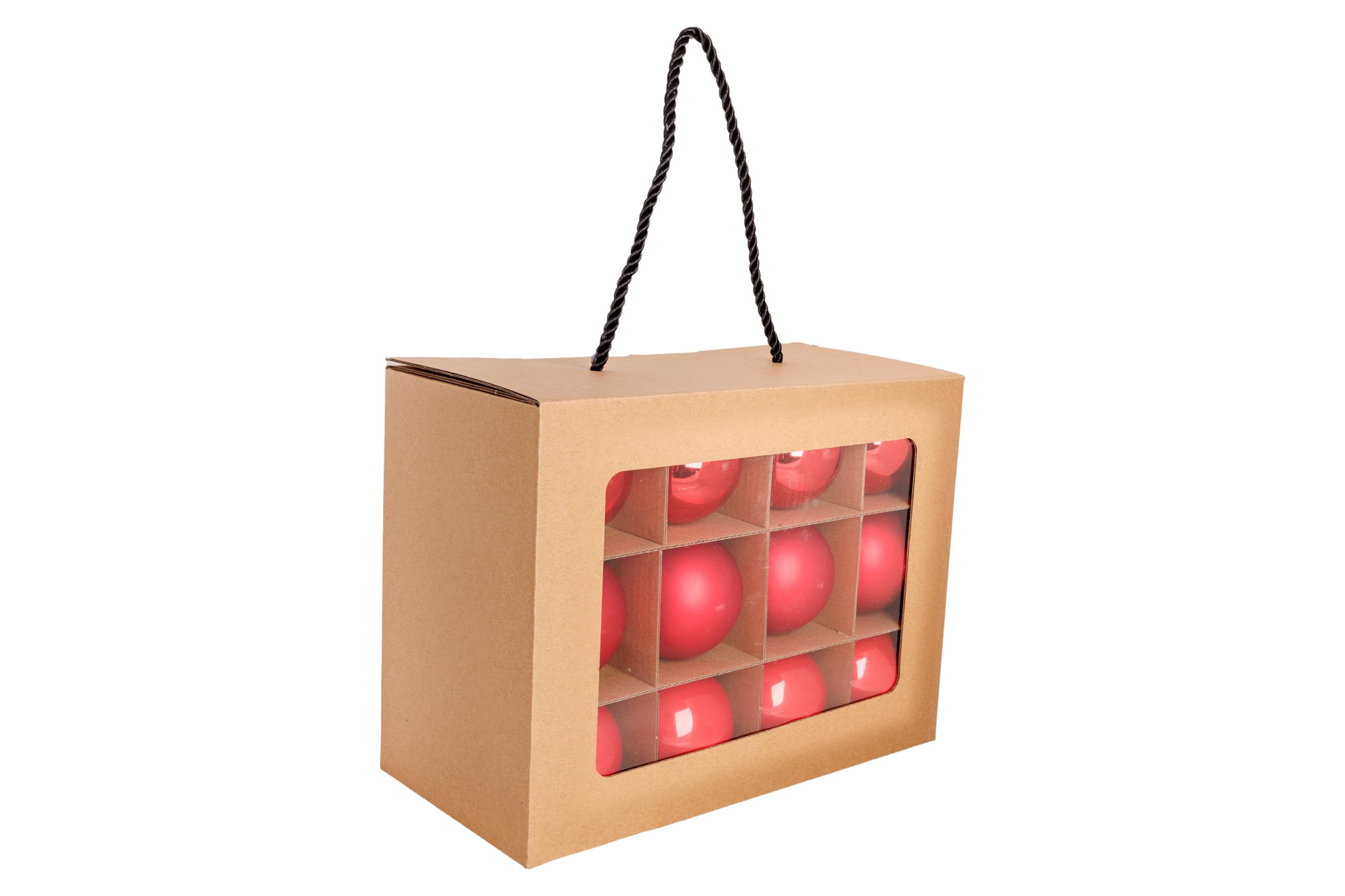 Cosy Home Lot de 24 Boules Noel en Verre, Shiny Matt Rouge, D6 Cm