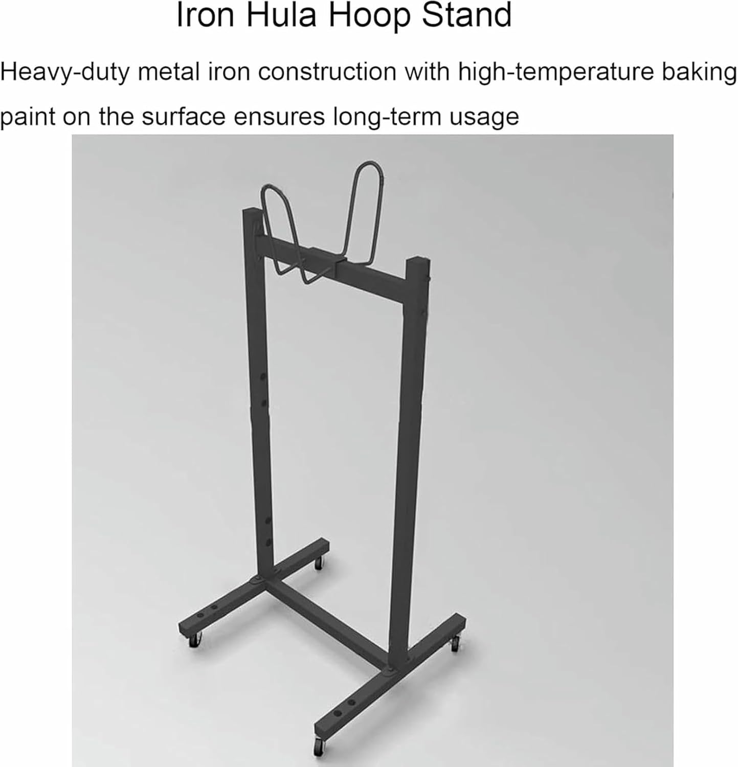 Hula Hoop and Jump Rope Organizer Cart with Wheels, Metal Mobile Hula Hoop Holder Stand, Black Hula Hoop Organizer Cart for Home Gym Office