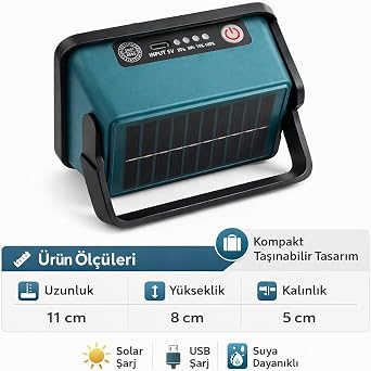 50W Solar Led Projektör 6500K Ultra Güçlü Kamp Lambası Bahçe Aydınlatması [Enerji Sınıfı A++]