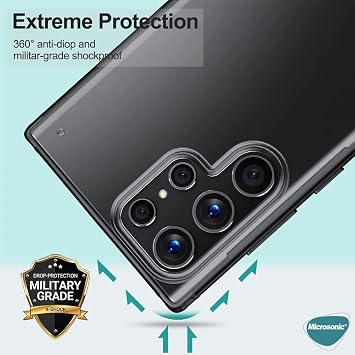 Case for Microsonic Samsung Galaxy S24 Ultra Frosted Frame Black [Case Compatible with Galaxy S24 Ultra - Black]