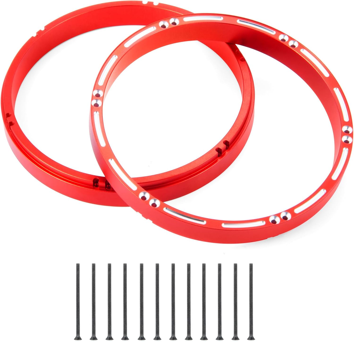 RCHUBAM 2Pcs Rear Wheel Reinforcement Rings Aluminum 7075 RC Wheel Outer Rings 108 * 13mm for LOSI 1/4 Promoto MX RC Motorcycle Upgraded Parts (Red)