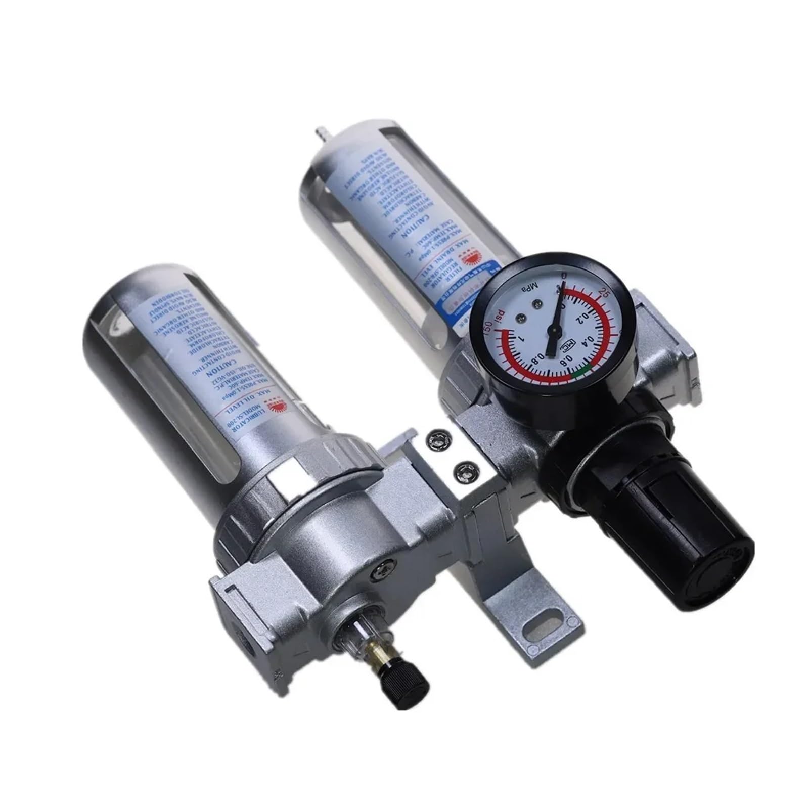 Compressore d'aria Olio Lubrificatore Umidità Filtro Regolatore Trappola Acqua con Supporto SFC-200 1/4 '' 1/2 '' 3/8 '' 0-1Mpa 0-150 PSI(46089)