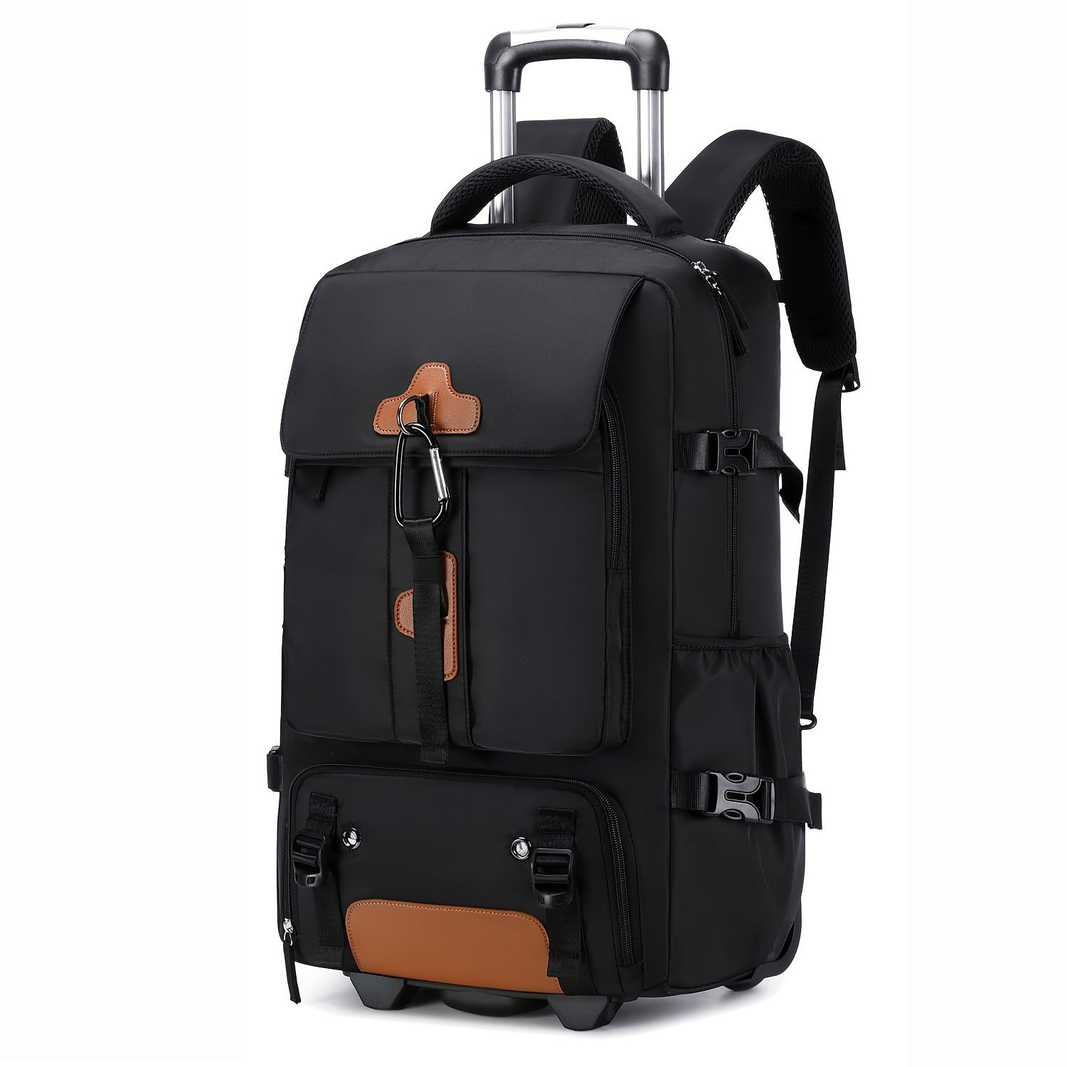 Zaino Trolley Viaggio Grande, Zaino Trolley Viaggio con Ruote per Uomo Donna, Grande Capacità 30L Tessuto Oxford per Outdoor Campeggio Lavoro (Nero)