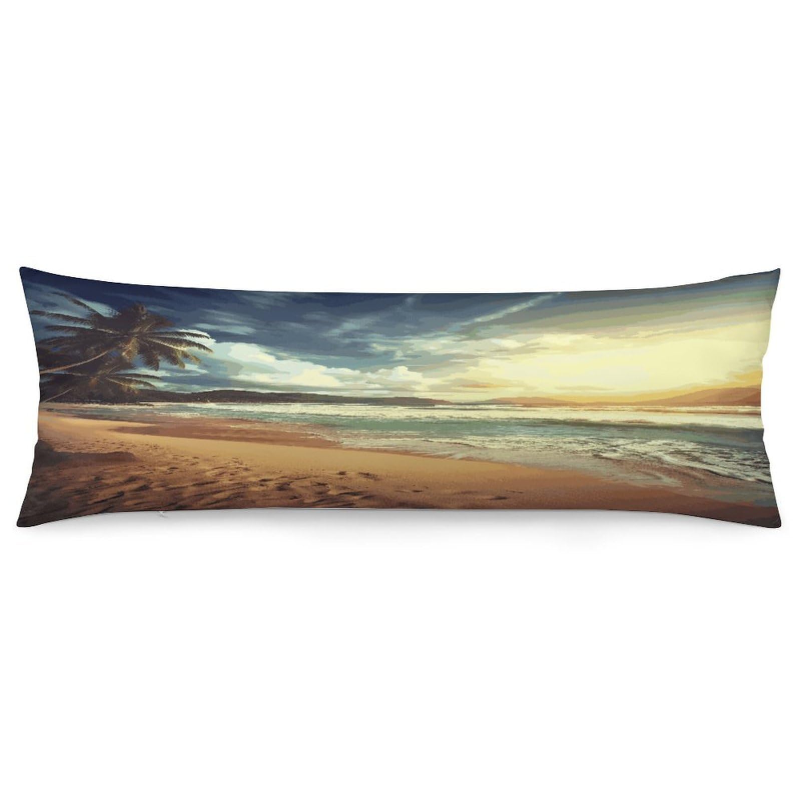 Sunset on The Beach Pillowcase Decorative Long Body Pillow Case Soft Breathable Body Pillow Cover Modern Large Pillowcase Cute Body Pillow Pillowcases for Bedroom Couch 18.9 X 53 Inch