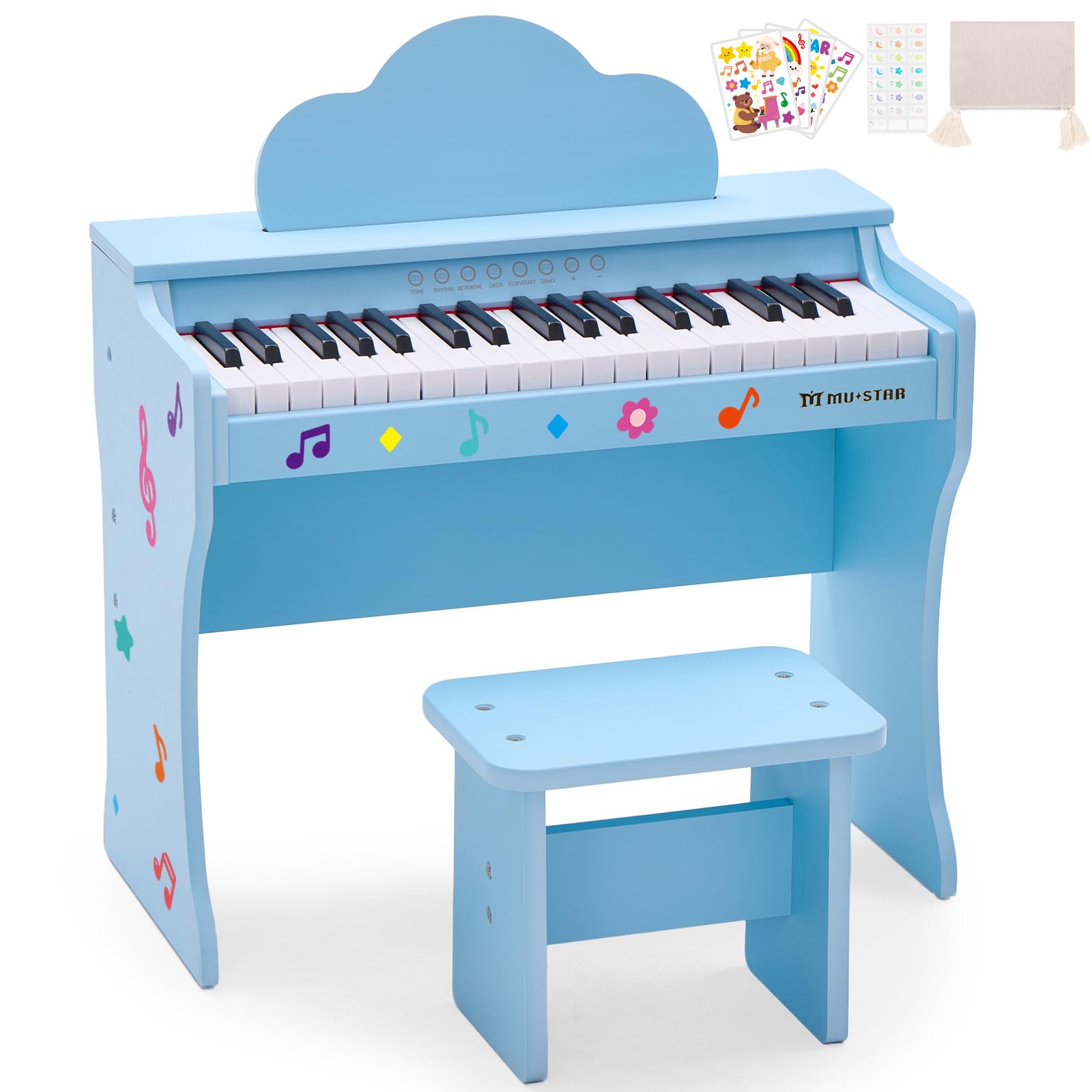 37 Keys Wood Digital Piano Keyboard for Kids with Bench