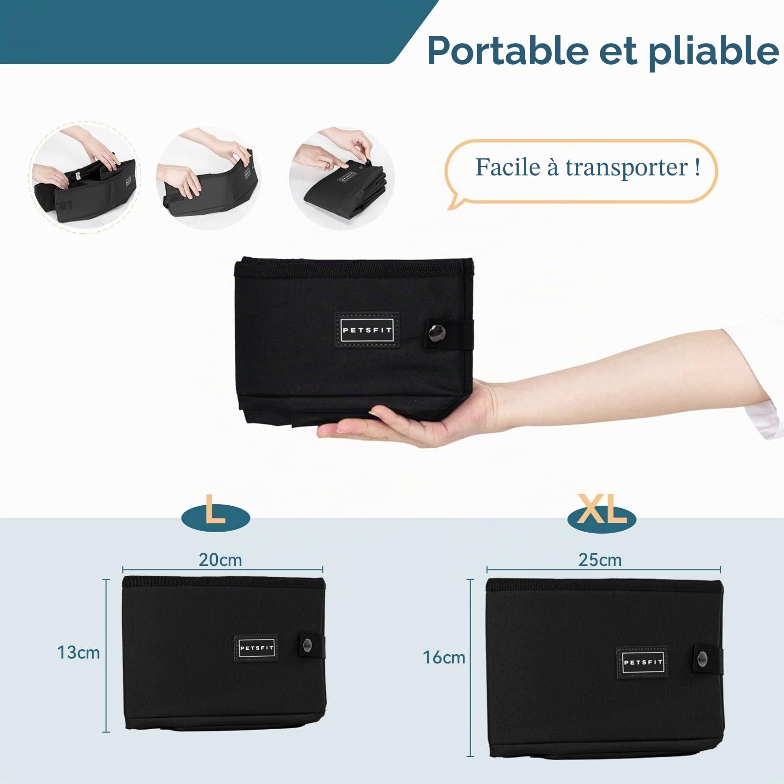 Petsfit Portable Litiere de Voyage pour Chat Pliable, Super étanche, Robuste et Durable, Lavable Bac à Litière transportable Chat pour Maison, Hôtel, Camping,XL Voiture, Bureau