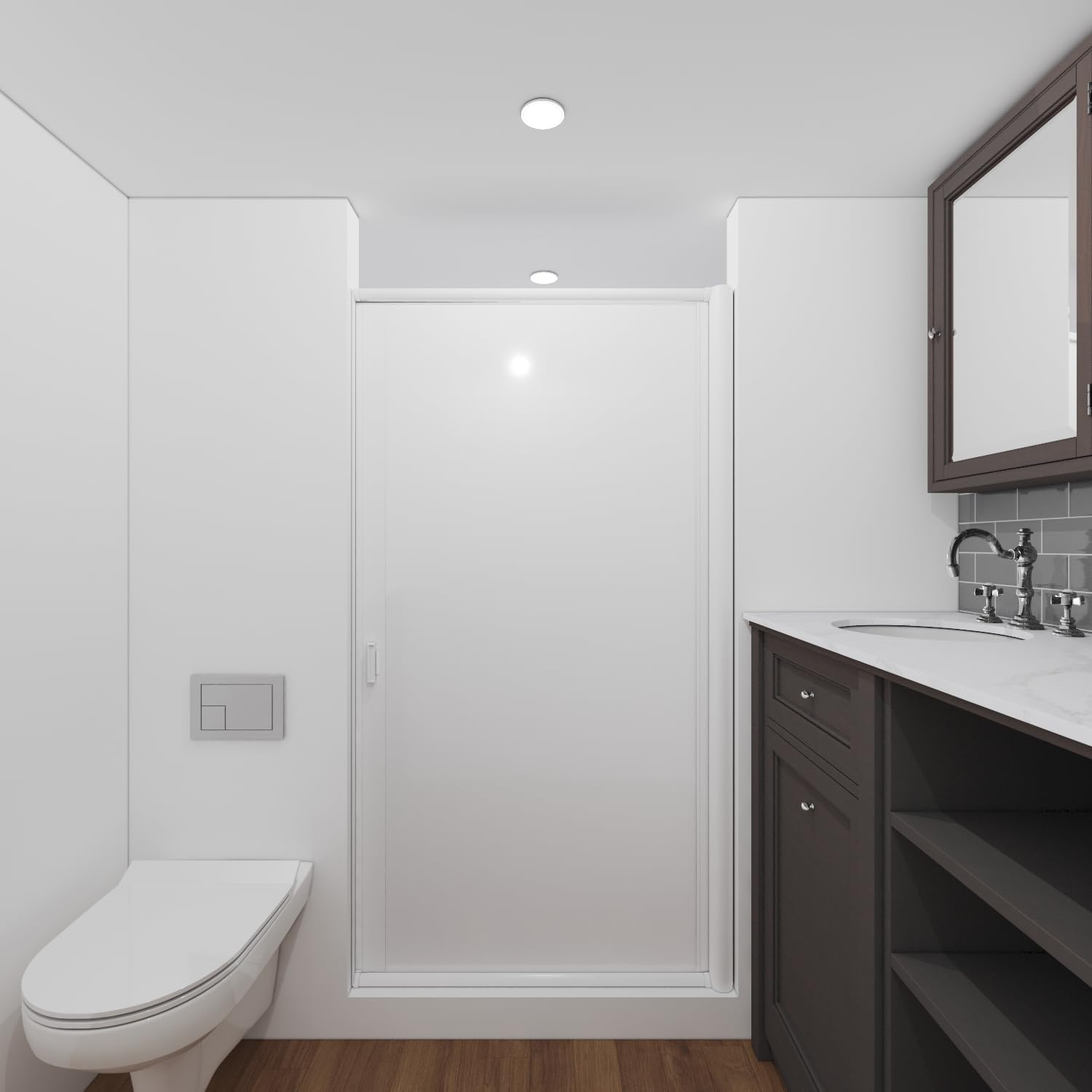 Nautilus 68"x36" RV Retractable Shower Door Opaque Plain - White