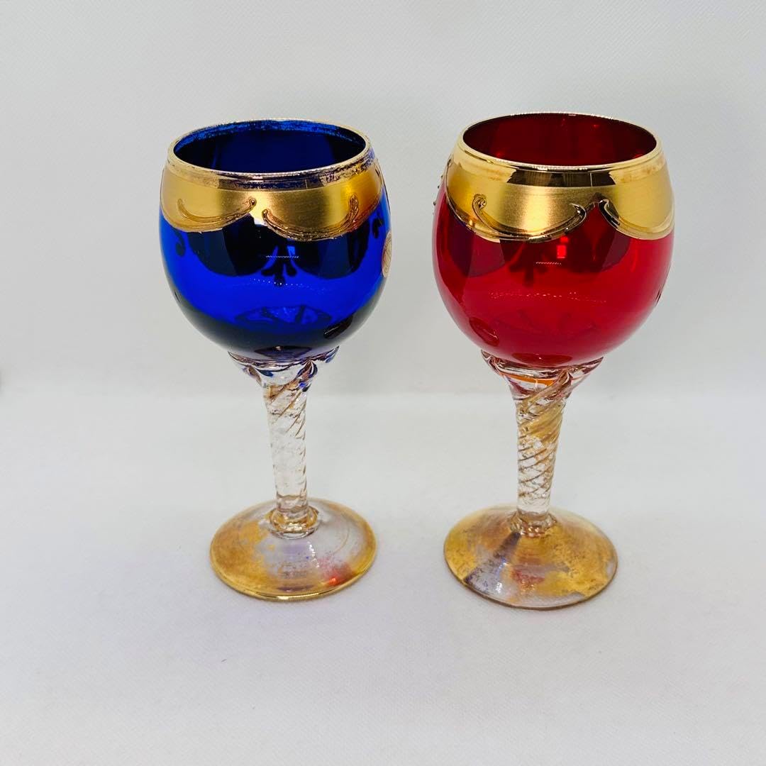 MURANO ベネチアンガラス ヴェネチアンガラス ワイングラス 2個セット Amazon | GlassOfVenice 2個セット ムラーノガラス ワイングラス 24K