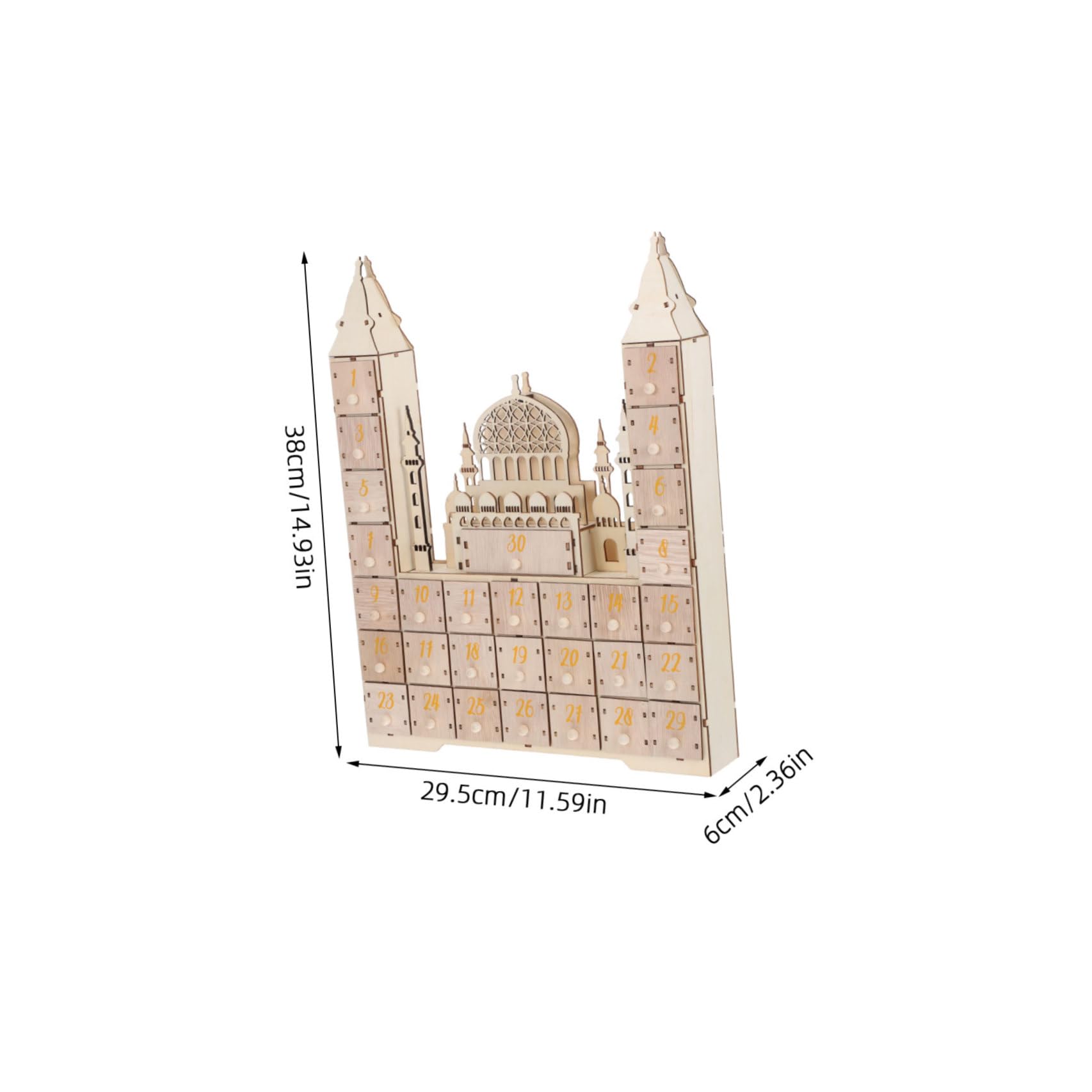 iplusmile Calendario Decorazione Compatta per Ramadan Conto alla Rovescia in Legno con 30 Festa Eid Mubarak e Arredamento per Famiglia