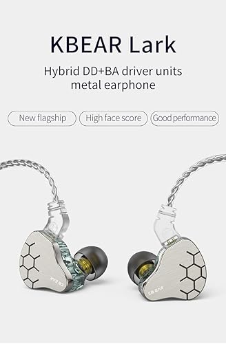 Miniatura 1 de H HIFIHEAR KBEAR Lark 1BA+1DD - Monitor de oído con graves de alta fidelidad, auriculares con cable IEM, auriculares estéreo de alta fidelidad con