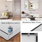 BEAUTME Grand miroir mural, noir, 60x36 Inch. Cadre en métal, suspension verticale ou horizontale, miroir de toilette, décoration maison