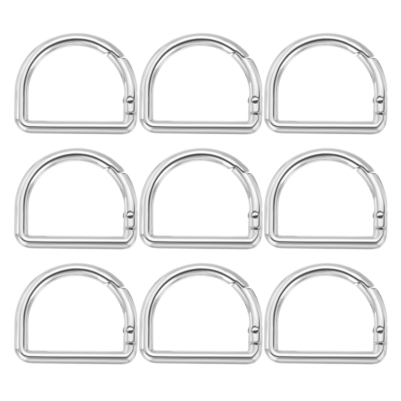 PATIKIL 9Pcs Spring D Rings 1" Metal Solid D Buckle Spring Key Hooks