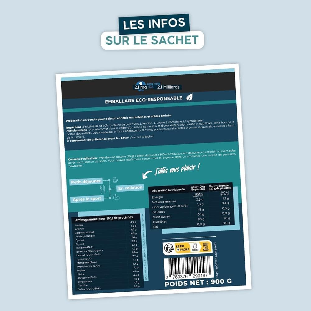 Whey Vegan • Saveur Neutre 900 g • Better Protein • 100% Végétales : assimilation & digestion maximales • Meilleur apport en Protéine • Testé en laboratoire • Made in FR • Eco-responsable • Aqeelab