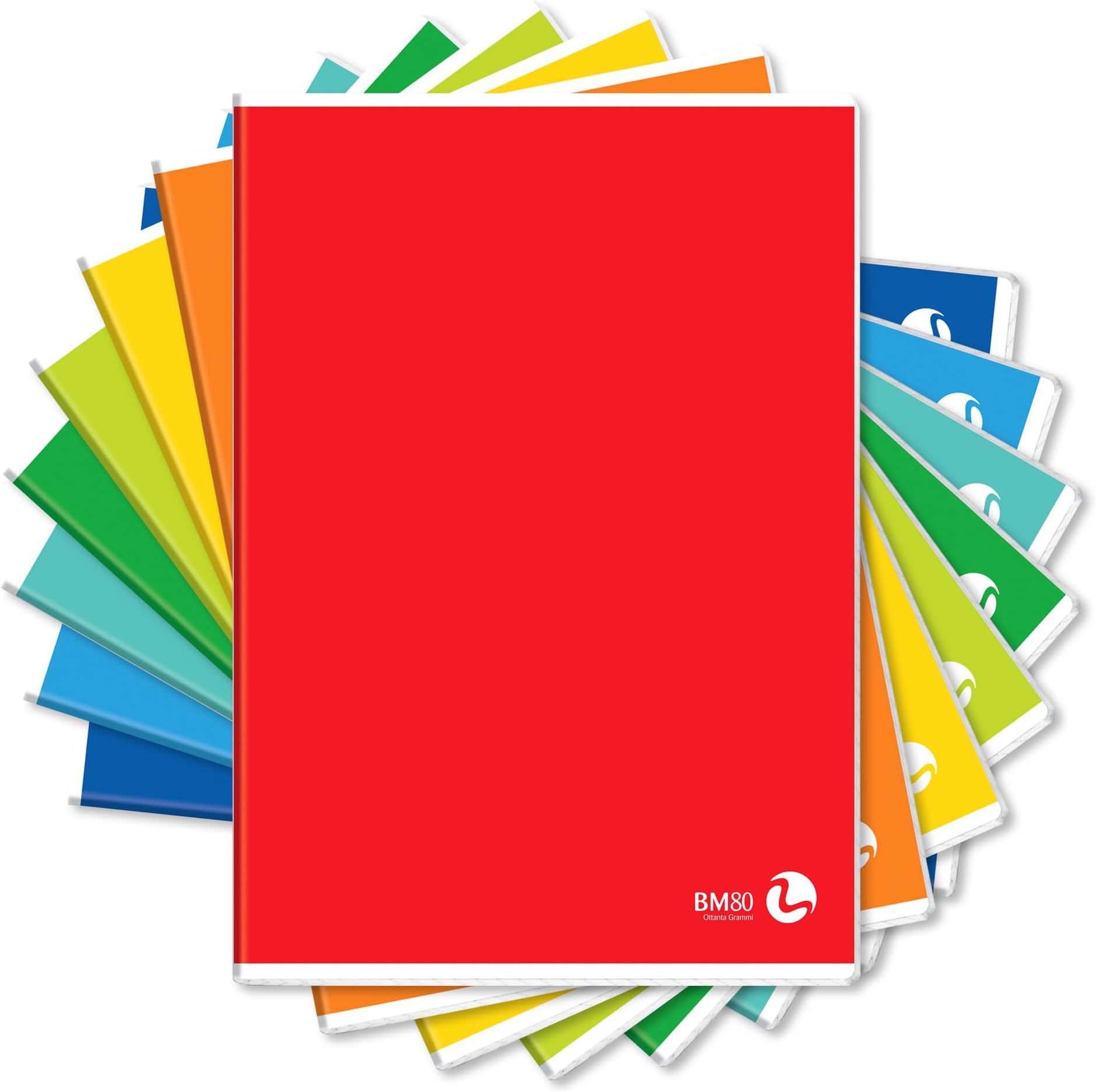 Pigna Colours 02308754M Notitieboek, A4, liniëring 4M, geruit 4 mm voor de 4e en 5e klas, papier 80 g/m², verpakking van 10 stuks