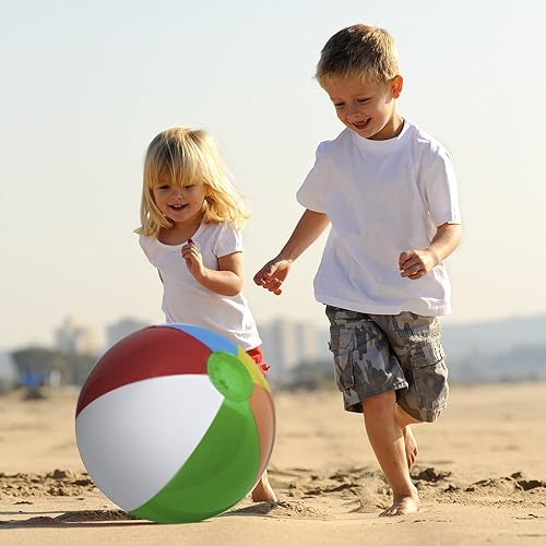 Miniatura 3 de KRS Bola de playa inflable multicolor de 24 pulgadas de diámetro, ideal para el verano