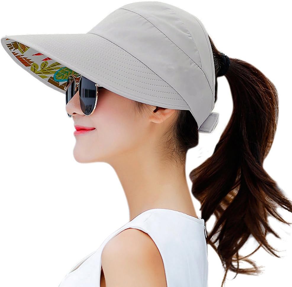 HINDAWI Sun Hats for Women Wide Brim UV Protection Sun Hat Summer Beach Packable Visor