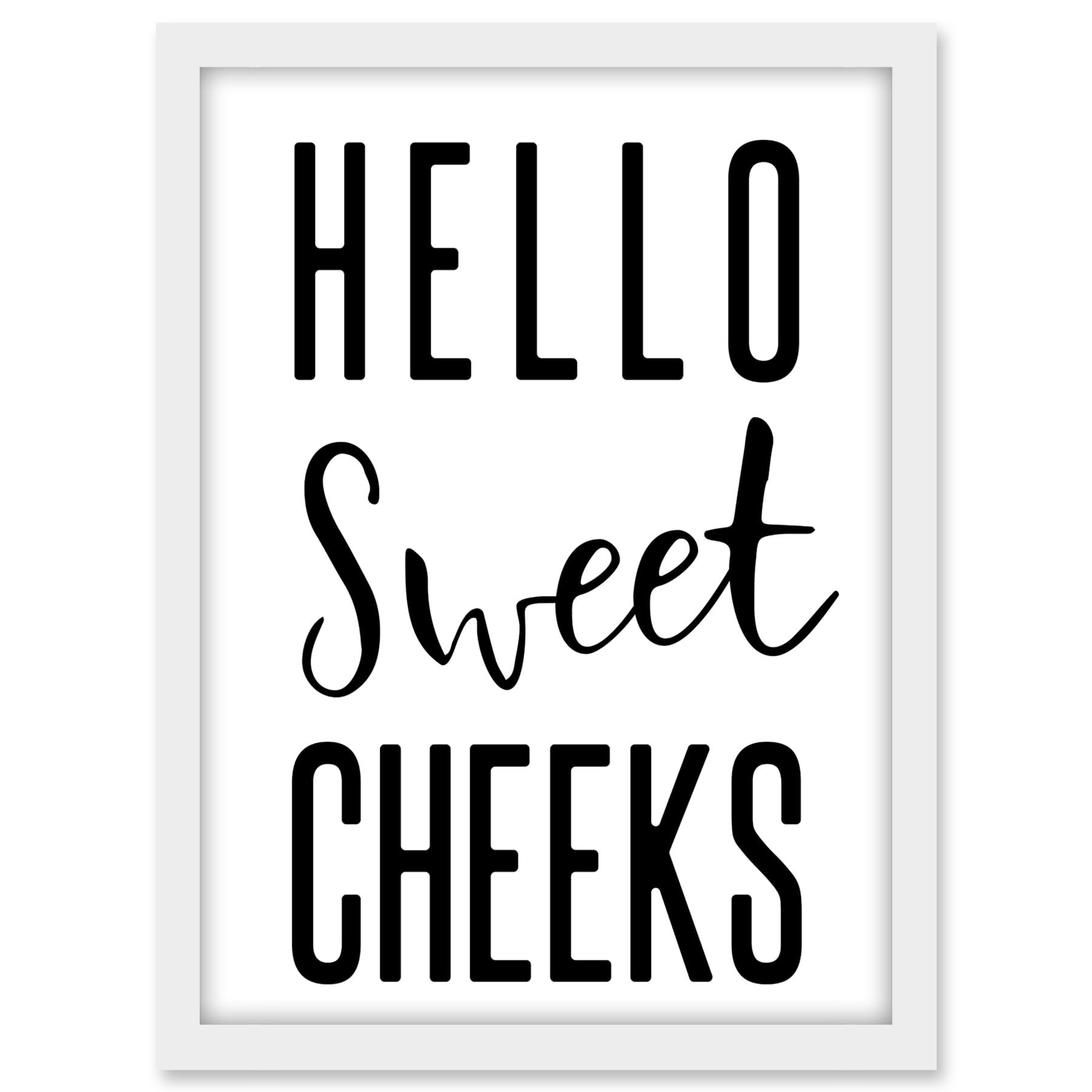 Artery8 Funny Bathroom Wall Art Hello Sweet Cheeks Cheeky Toilet Sign Artwork Framed A3 Wall Art Print