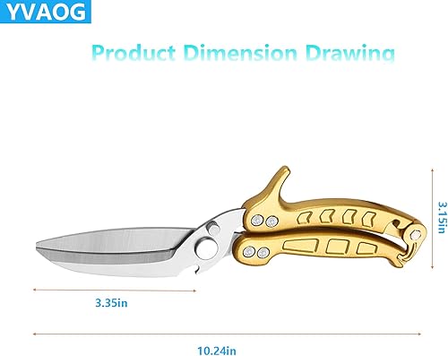 Miniatura 2 de Tijeras de cocinatijeras multiusos, súper afiladas, para aves de corral, pescado, carne, verduras, un buen compañero en la cocina (dorado)