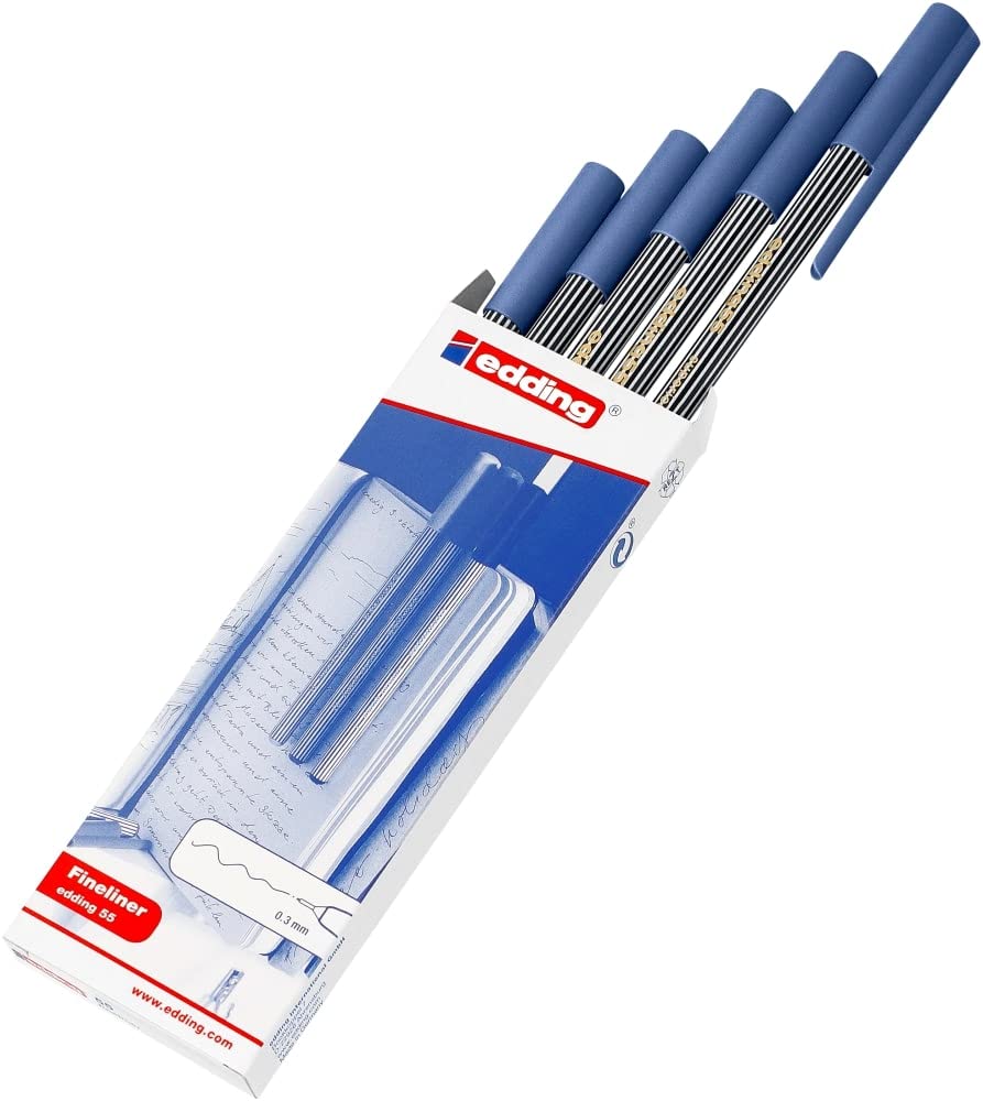 edding 55 fineliner - çelik mavisi - 10 kalem - 0,3 mm uç