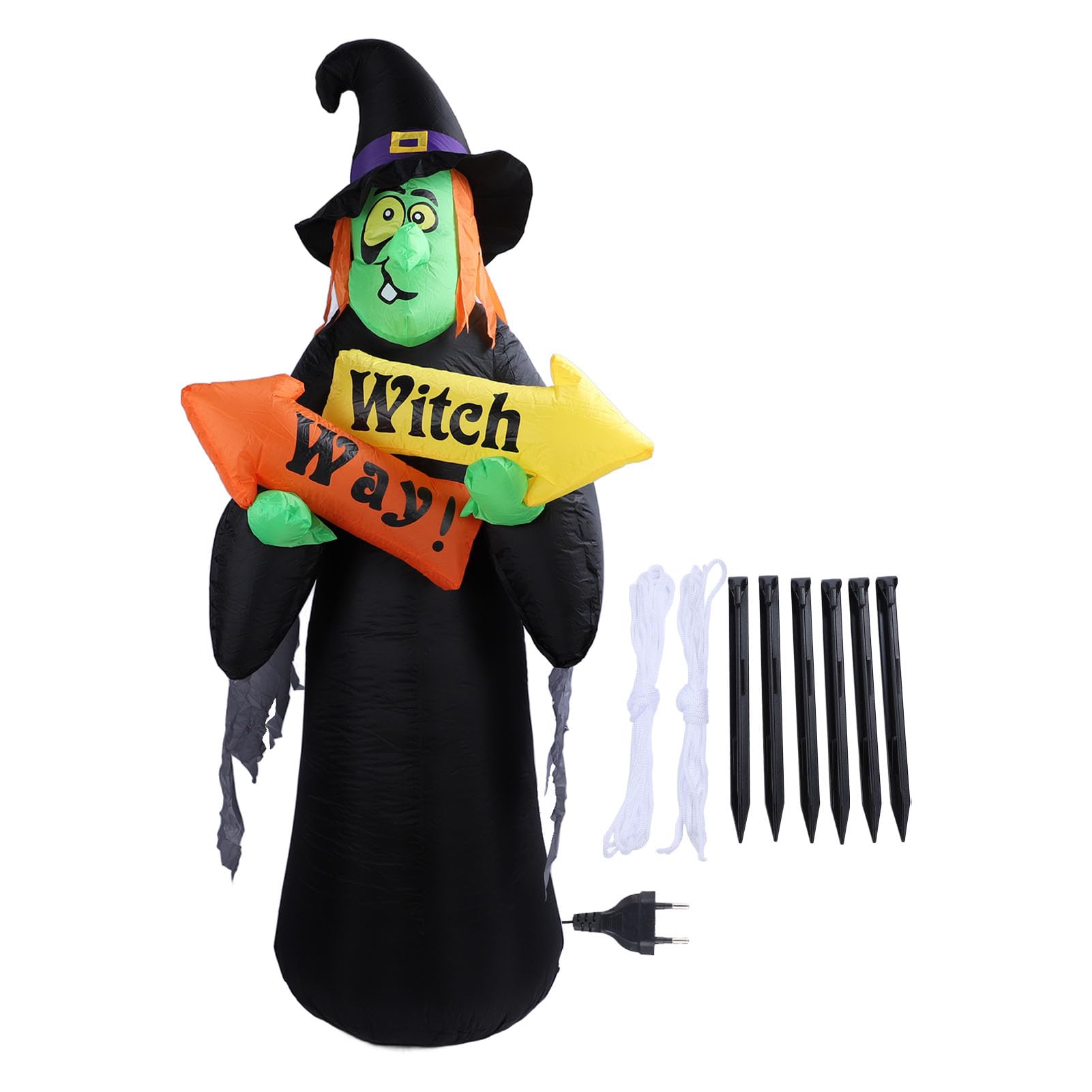Strega Gonfiabile di Halloween da 4,43 Piedi, Decorazione (Spina