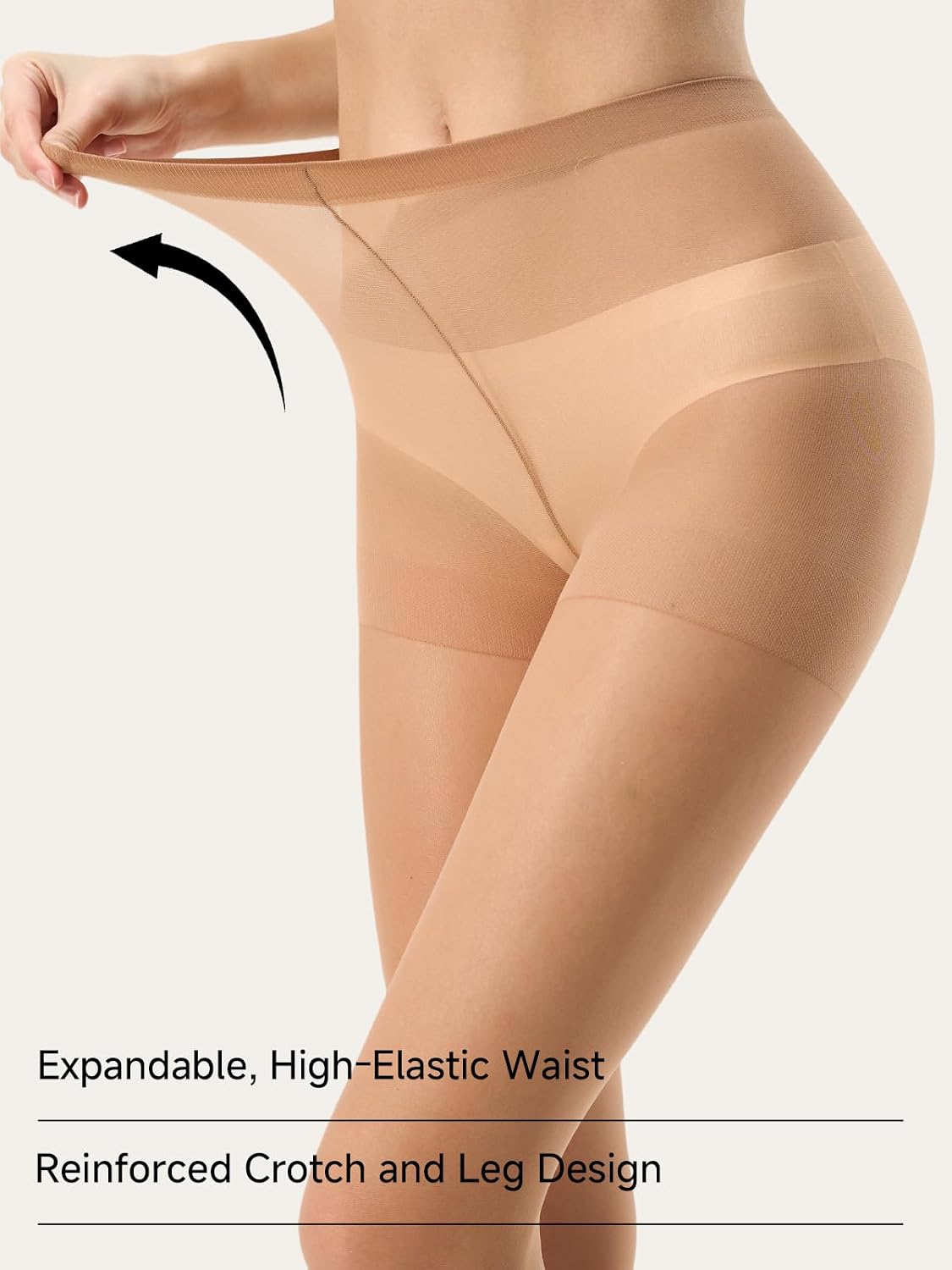 MANZI 4 Pairs Women's 20D Sheer Silky Pantyhose Ultra-soft Nylon Tights High Waist Stockings