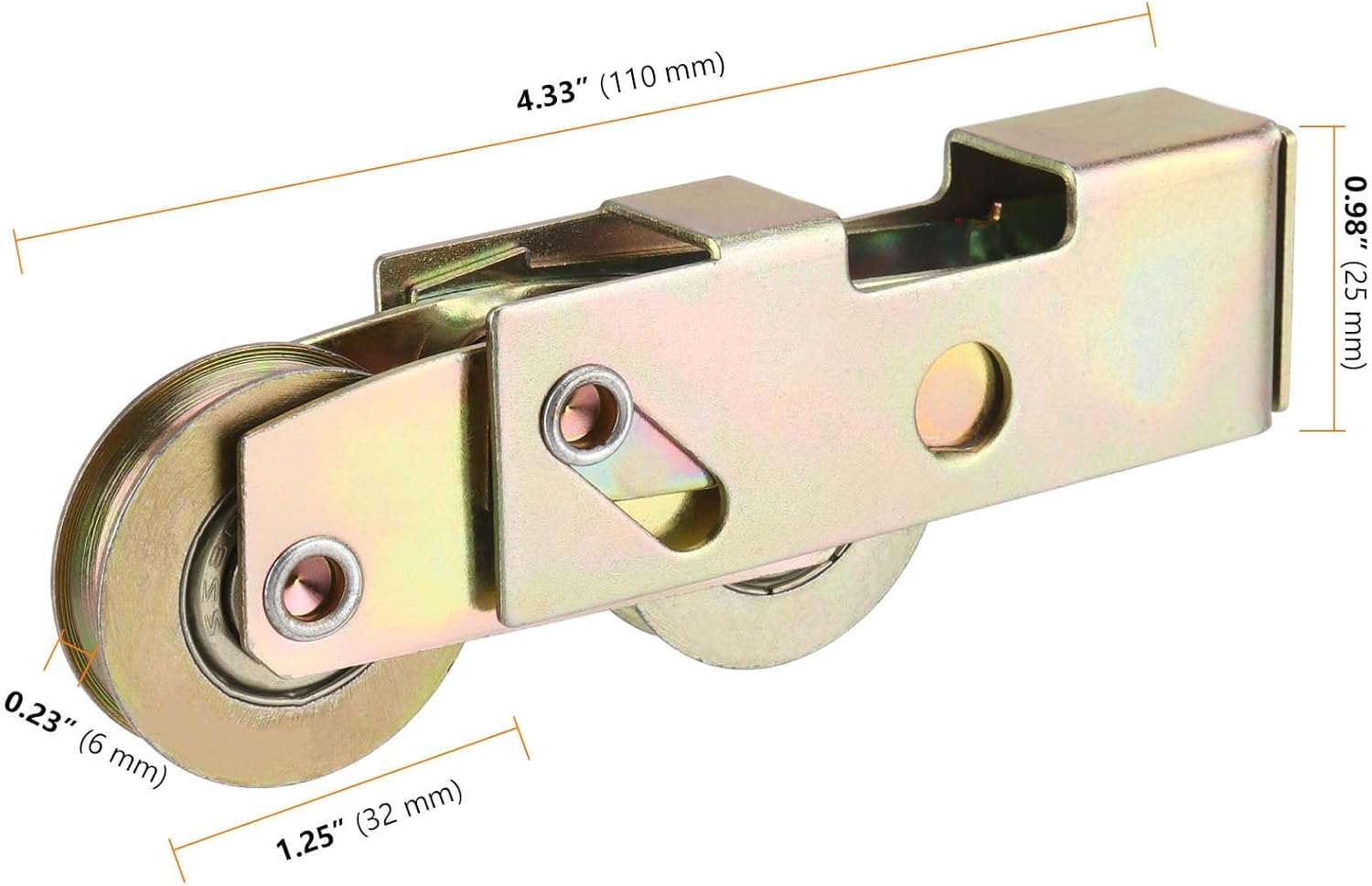 SEUNMUK 6 Pack Sliding Patio Door Roller Replacement,1-1/4 Steel Sliding Patio Glass Door Tandem Roller, Steel Ball Wheel Bearing for Gate Window (Golden)