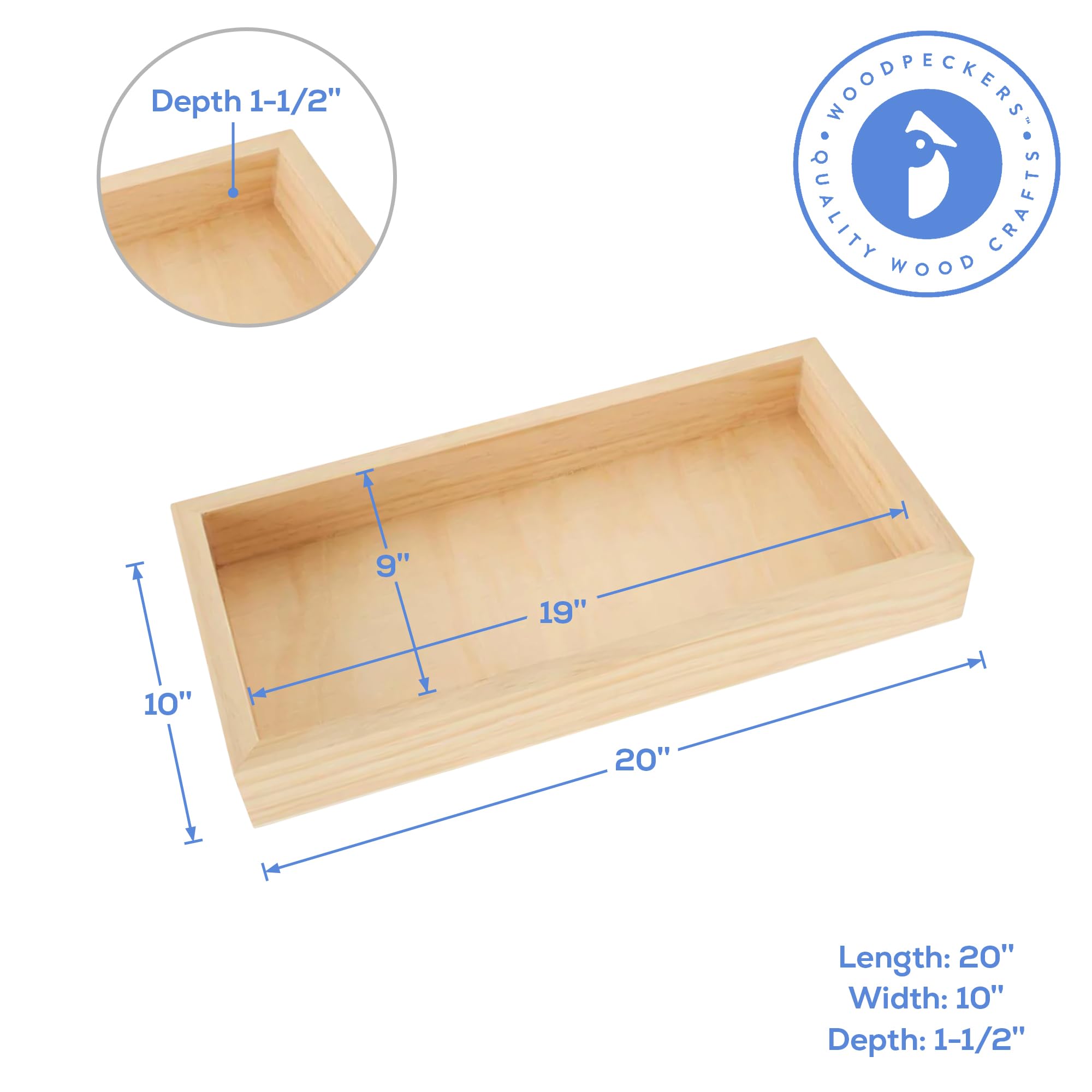 Woodpeckers - Lienzo de madera estrecho de 10 x 20 x 1-1/2 pulgadas, paquete de 2 letreros de madera con marco, paneles de madera para juegos de arte de pared, por Woodpeckers