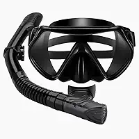 Máscara de Mergulho com Snorkel – Visão Panorâmica Antifog e Válvula de Purga – Kit Completo para Natação e Apneia