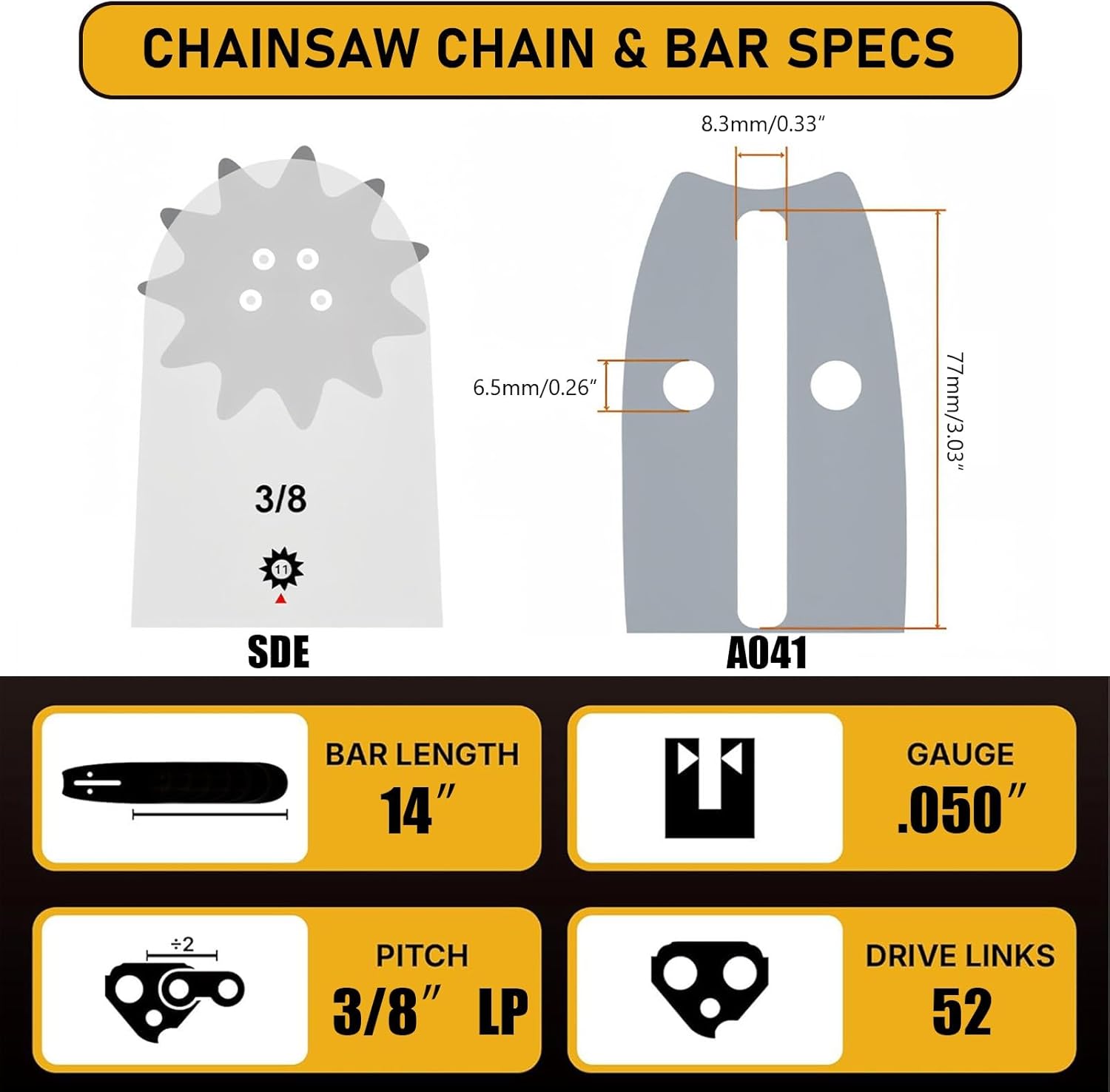 16 Inch Chainsaw Bar & Chain Combo - 3/8" LP Pitch, .050" Gauge, 56 Drive Links Fits Craftsman, Poulan, Ryobi, Echo, Greenworks, EGO& More (4 Chains+ 1 Bar) 16.0 Inches