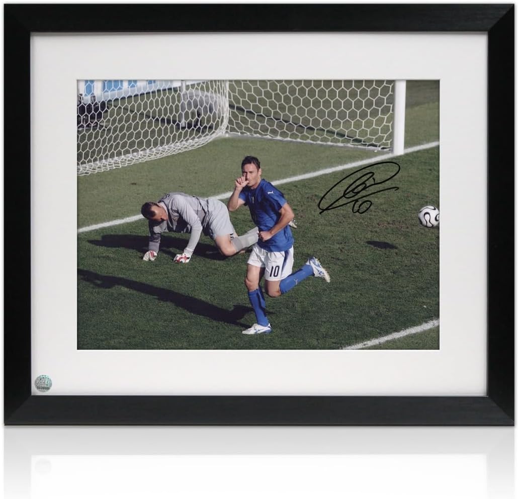 Exclusive MemorabiliaFrancesco Totti Signed Italy Football Photo: World Cup Goal. Framed