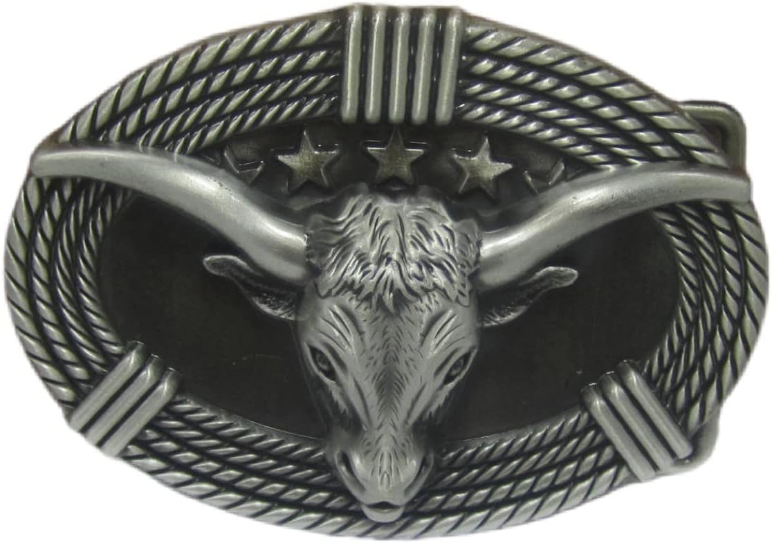 MULBA Vintage Style Alloy Belt Buckle American Cowboy Fashion Western 3D Engraved Cow Bull Head Belt Buckles