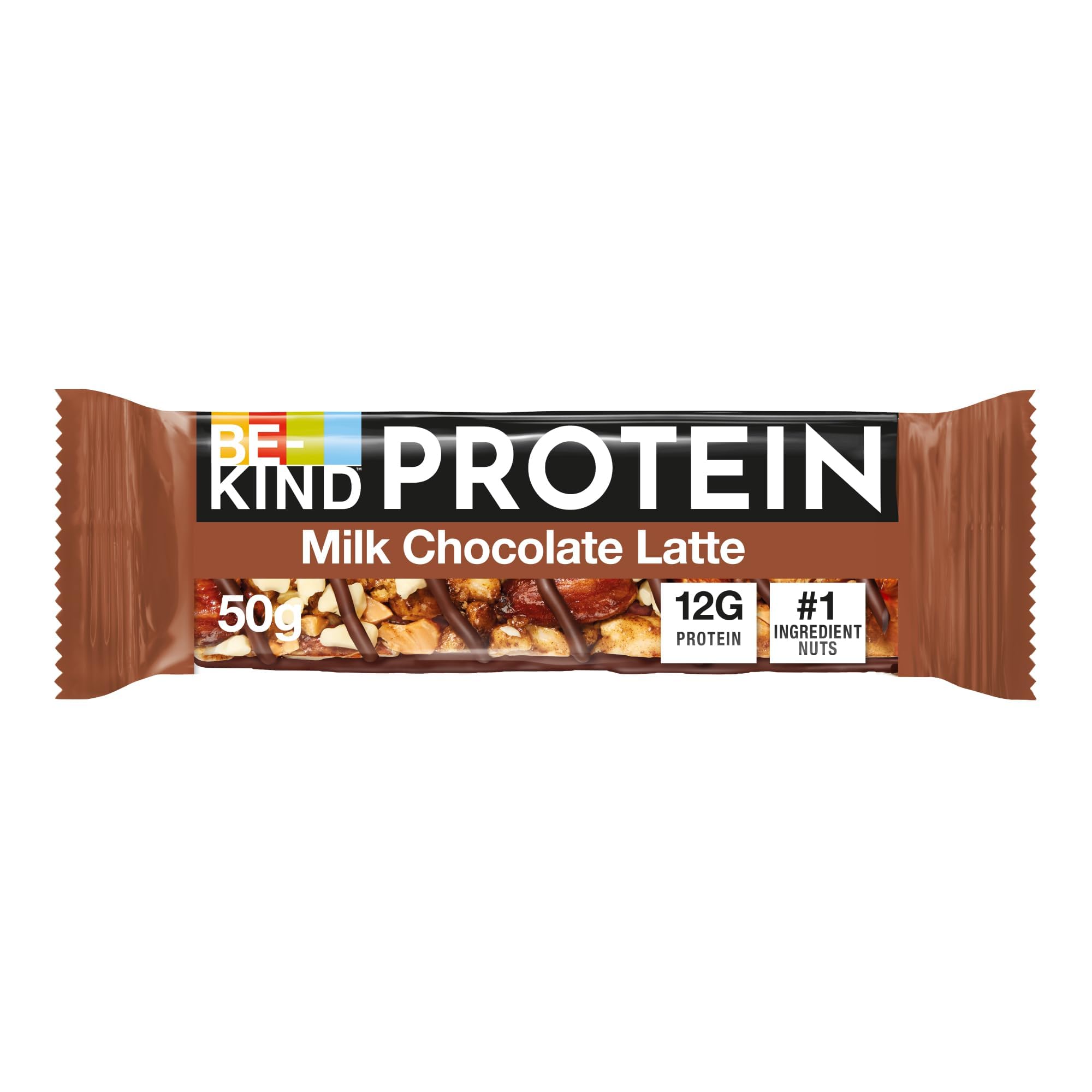 BE-KIND Protein Barretta Proteica al Cioccolato al Latte, Caffè e Arachidi, Snack Proteico senza Glutine, 12 gr di Proteine, Confezione da 12 Barrette