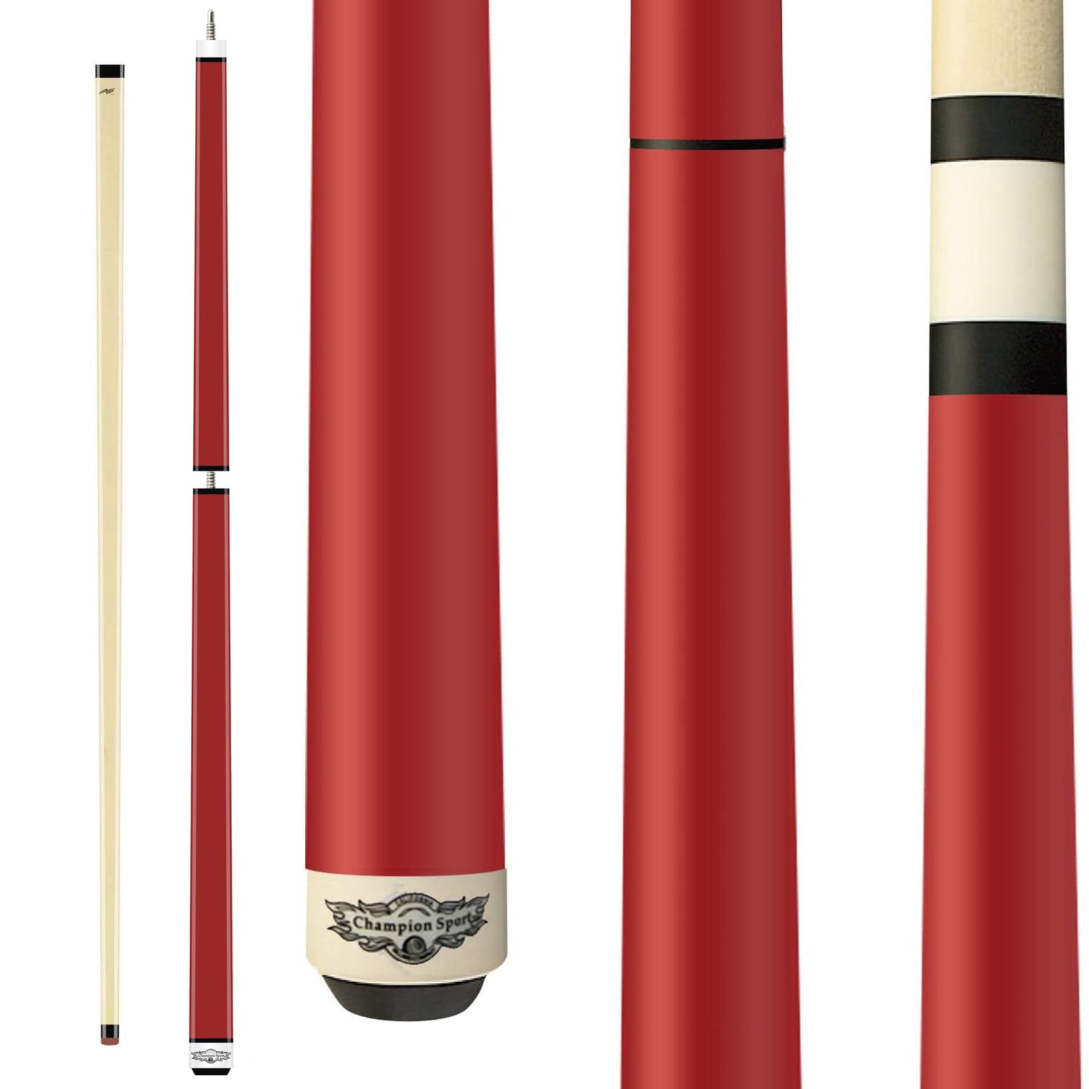 Champion Cerberus and Eros Series Heavy Hitter Jump Break Cue – 19-26 oz 3 Piece Pool Stick for Explosive Breaks and Effortless Jumps (TF-1 Red, 19oz)