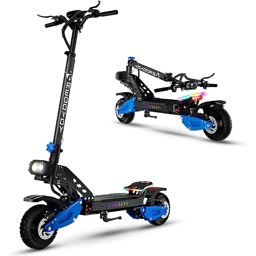 Electric Scooter for Adults, 5000W/10000W Dual Motors, Max 50-55MPH & 55-75Mile Range, 60V 25/40AH, Dual Suspension Folding E-Scooter with LED Lights & Off-Road Tires