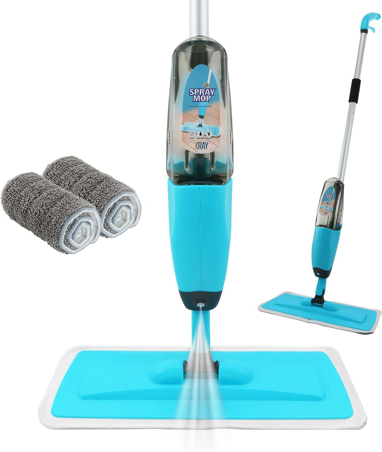 360 Spin Spray Mop Strongest Heaviest Duty Mop - Includes Refillable 700ml Bottle & 2 Reusable Microfiber Pads