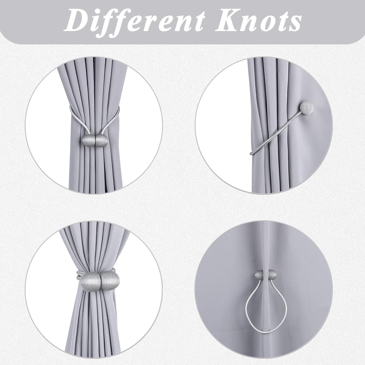HASTHIP Curtain Tieback Clips 4 Pcs Rope Holdbacks Grey Home Decor — Amazon image 5