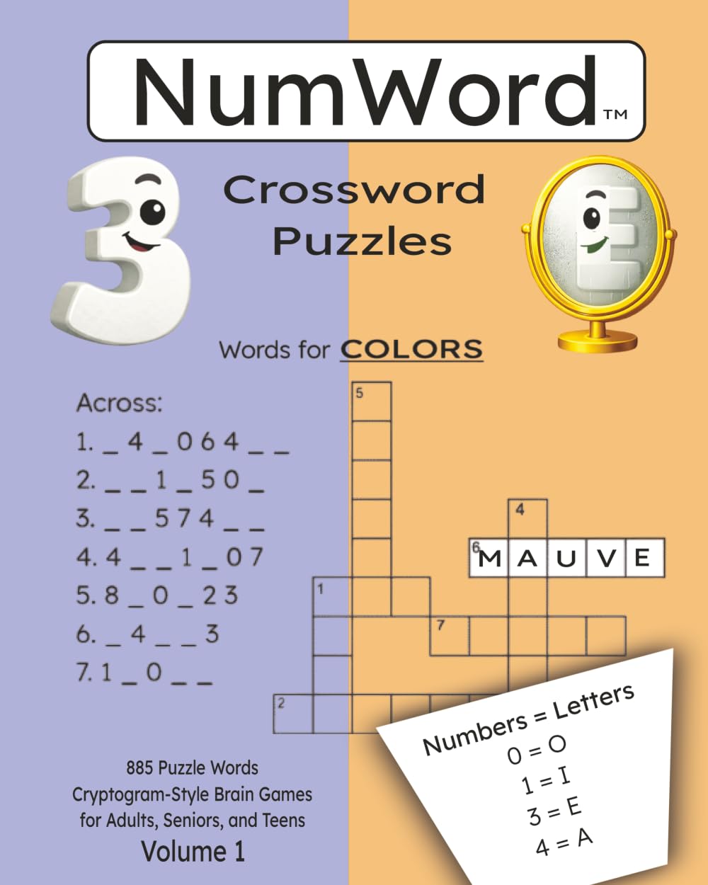 NumWord Crossword Puzzles: 885 Puzzle Words Cryptogram-Style Brain Games for Adults, Seniors, and Teens (Volume 1)