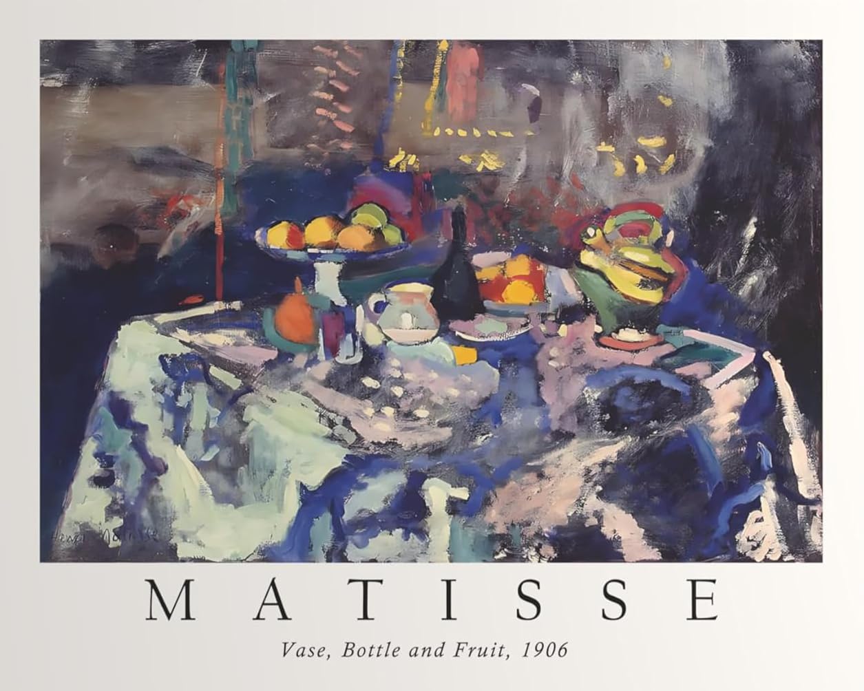 Abstract Henri Matisse Wall Art Vase,Bottle and fruit Canvas Painting Vintage Poster Matisse Prints For Living Room Decor Picture 40x50cm No Frame