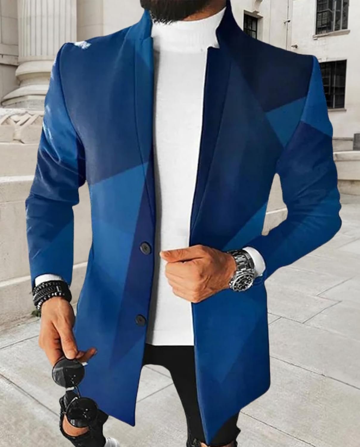 BIVENANT Trench Coat for Mens Vintage Fleece Jacket Coats Lapel Single Breasted Button Down Slim Fit Formal Pea Overcoat
