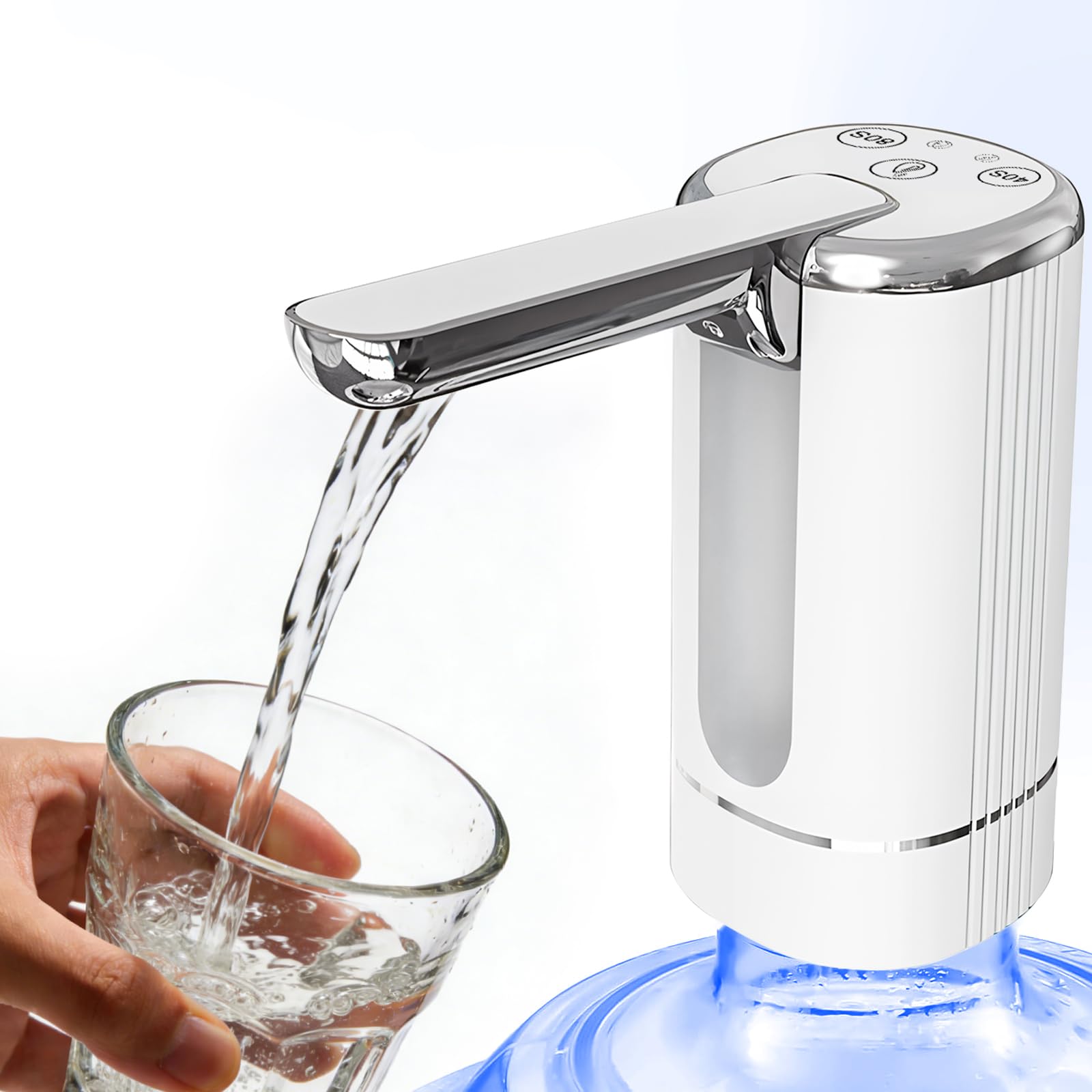 The swardroof water dispenser pump offers convenient, rechargeable hydration for standard 5-gallon water bottles.