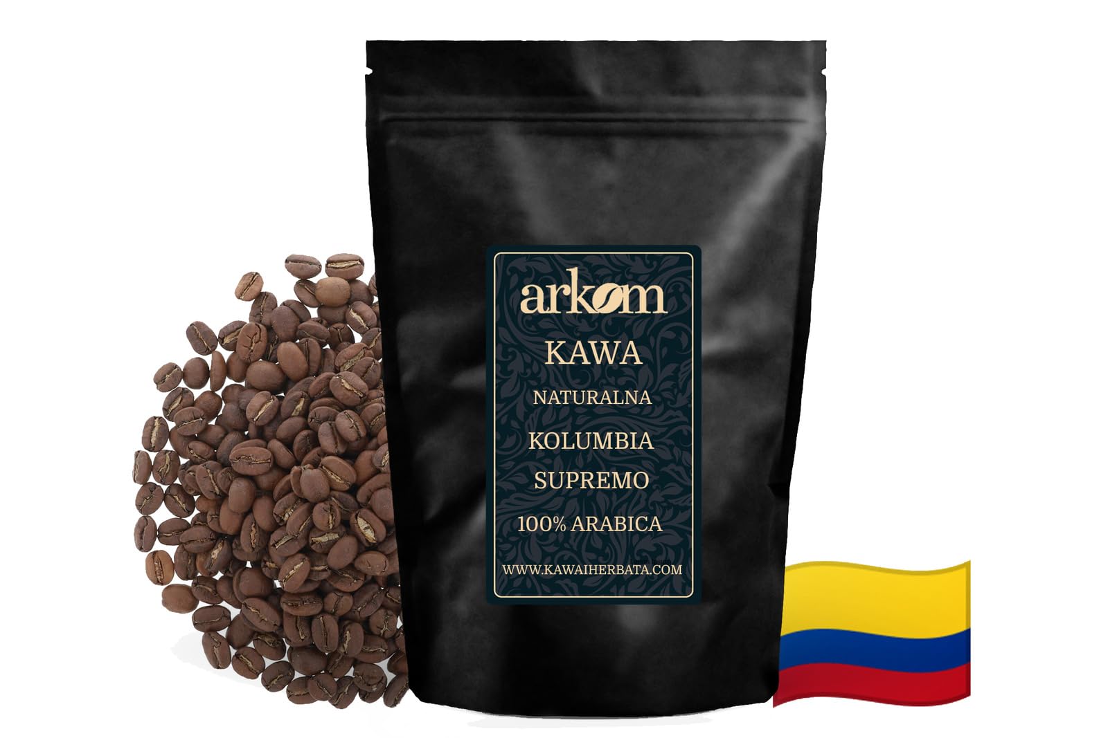 Arkom Kolumbia Supremo Kawa ziarnista Arabica, 250g
