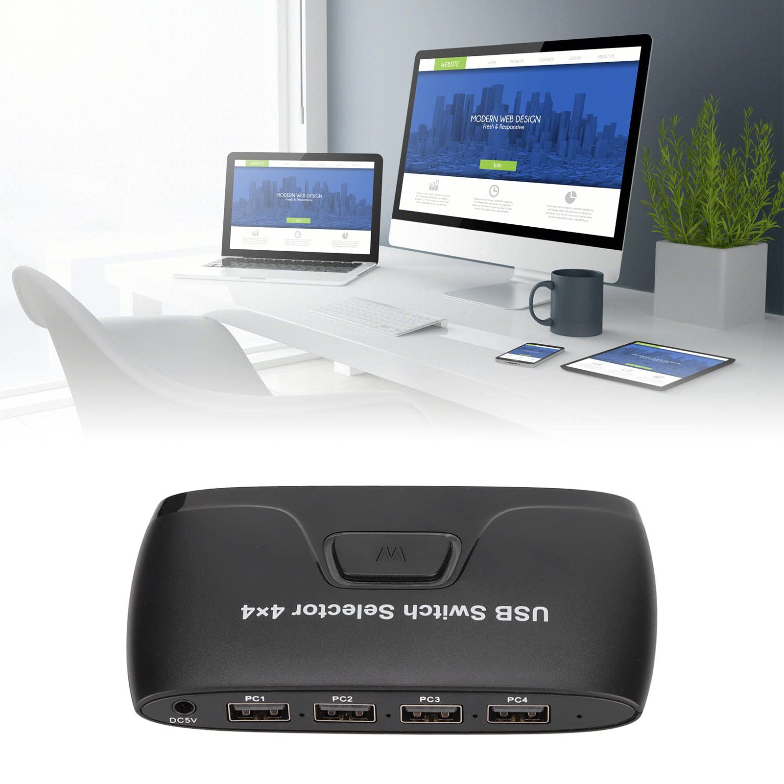 Ubersweet® KVM Switches, USB Switch 4 Ports Plug and Play for for Linux for OS for OS X |-picture-21