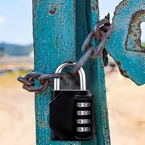 Miniatura 5 de Gym Padlock, 4 Digit Outdoor Waterproof Resettable Combination Padlock for School Gym Locker(1 Pack Black)