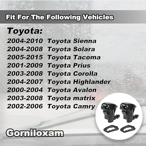 Miniatura 7 de Boquillas para lavaparabrisas, repuesto para Toyota Sienna Solara Tacoma Prius Matrix Camry, sustituye a OE 85381-44010 (2 piezas)