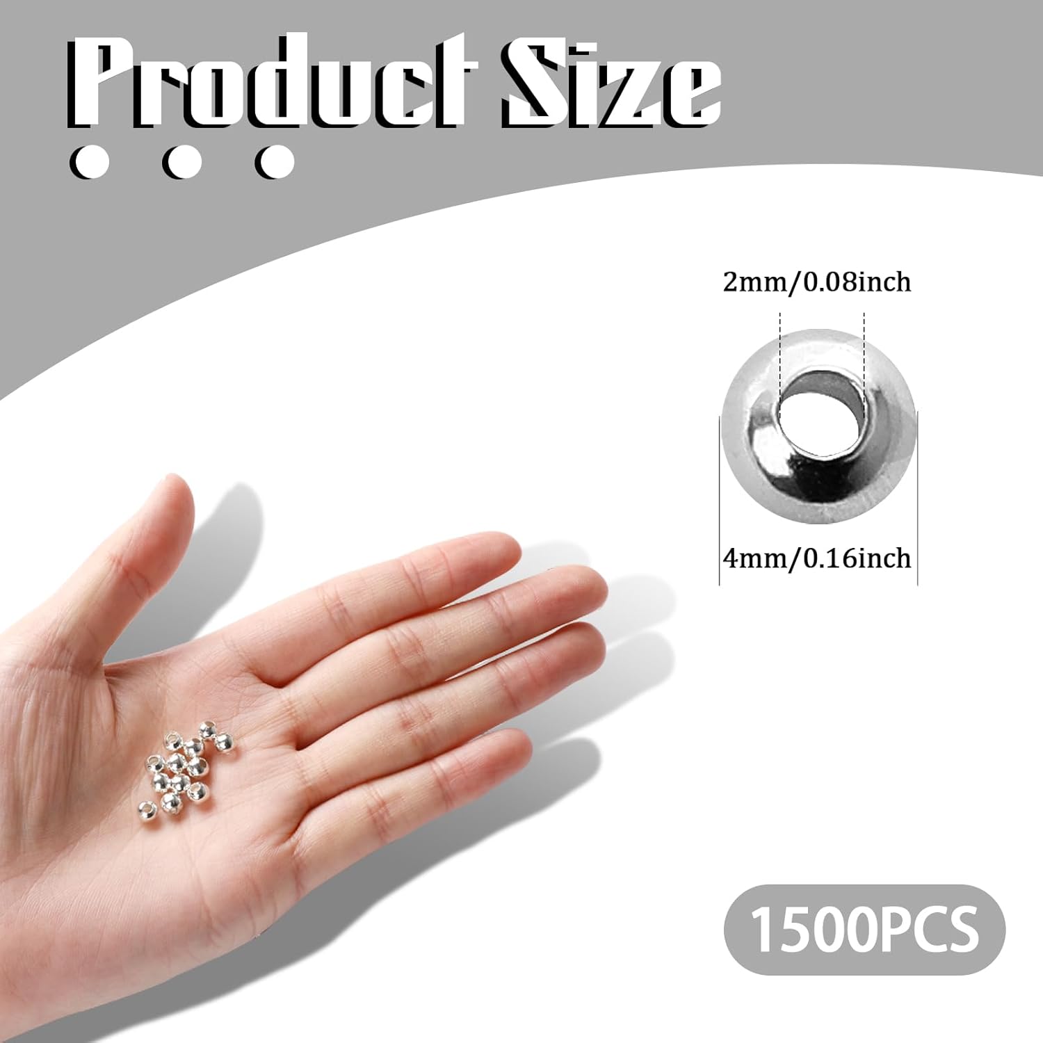 Small Silver Spacer Beads for Jewelry Making, 1500 Pieces 2mm Smooth Metal Round Seed Beads Loose Mini Electroplated Iron Balls with Hole for Bracelet Necklace Satellite Chain DIY Crafts Supplies - Image 2