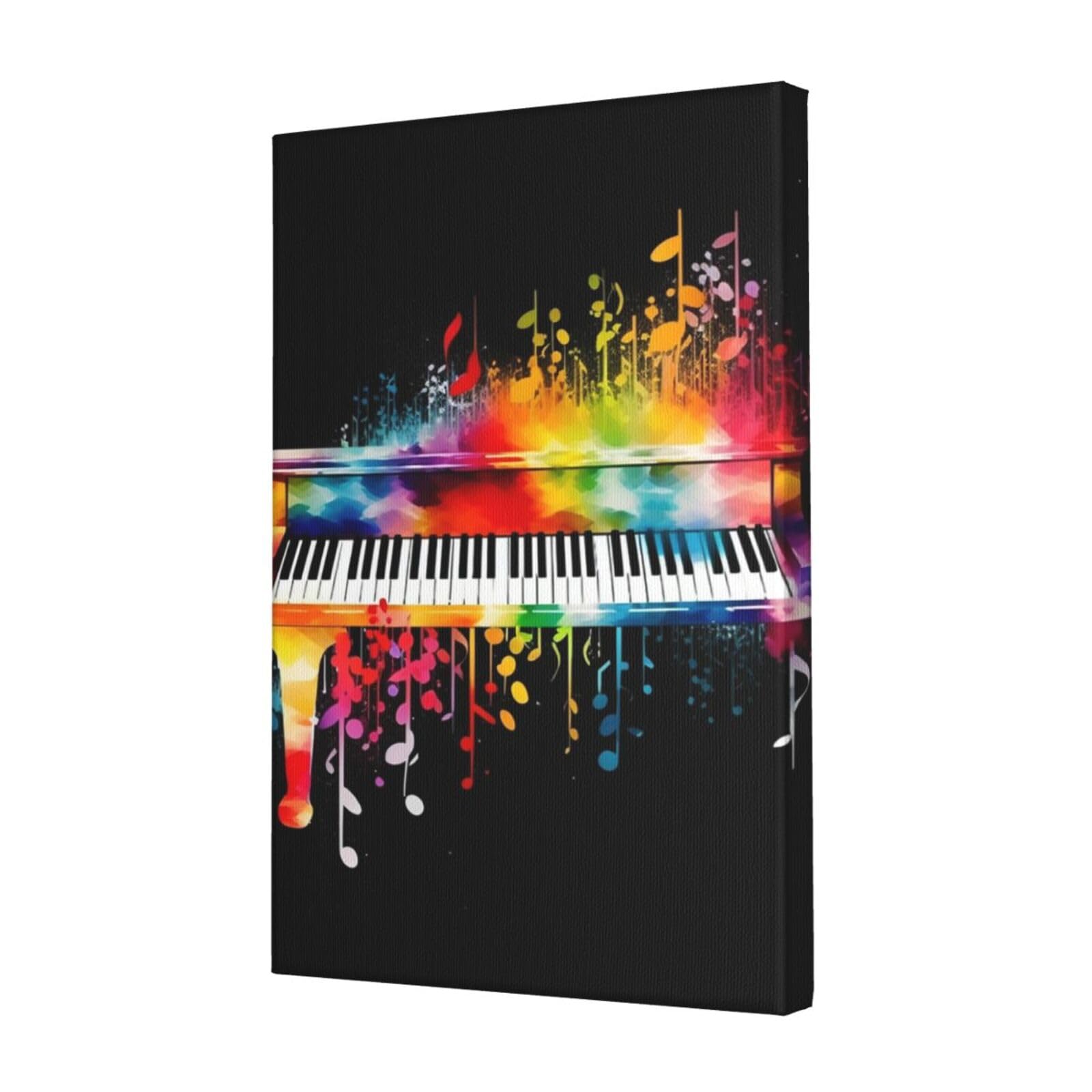 KLOPH Colorful Piano Keyboard Music Note Canvas Wall Art for Living Room 12"x18" Modern Artwork Painting for Bathroom Hanging Canvas Prints Aesthetic Wallart for Bedroom Kitchen Office Wall Decor
