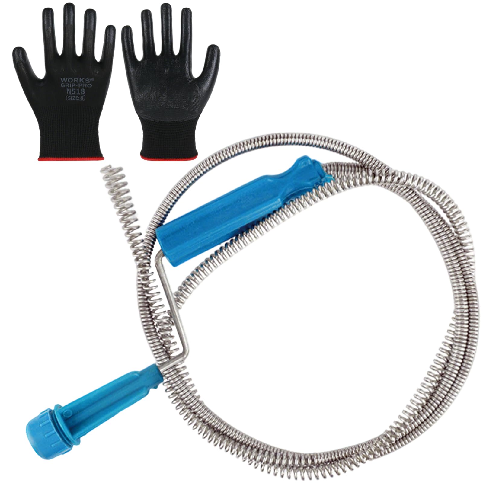 Professional Drain Unblocker Tool 3 Meter 9.84 ft with Spring Flexible Toilet Plumbing Snake Sink Unblocker Wire Drain Auger Cleaning Tool with Glove for Sewer Bathroom Drainage Kitchen Sink (3M)